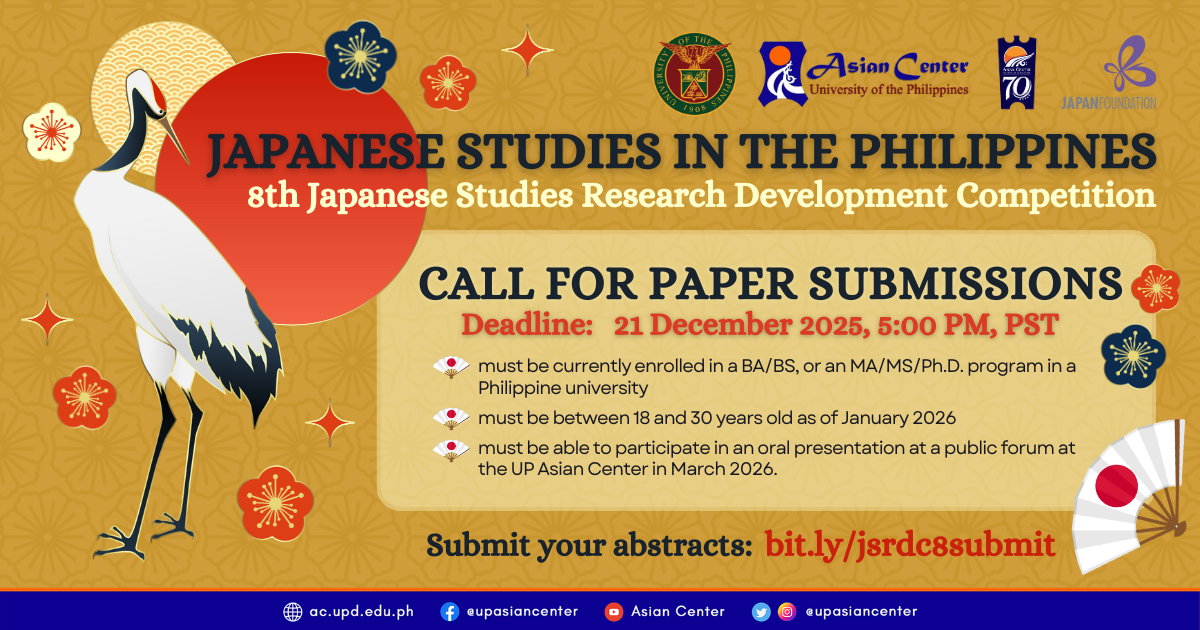 [CALL FOR PAPER SUBMISSIONS] Japanese Studies in the Philippines: The 8th Japanese Studies Research Development Competition