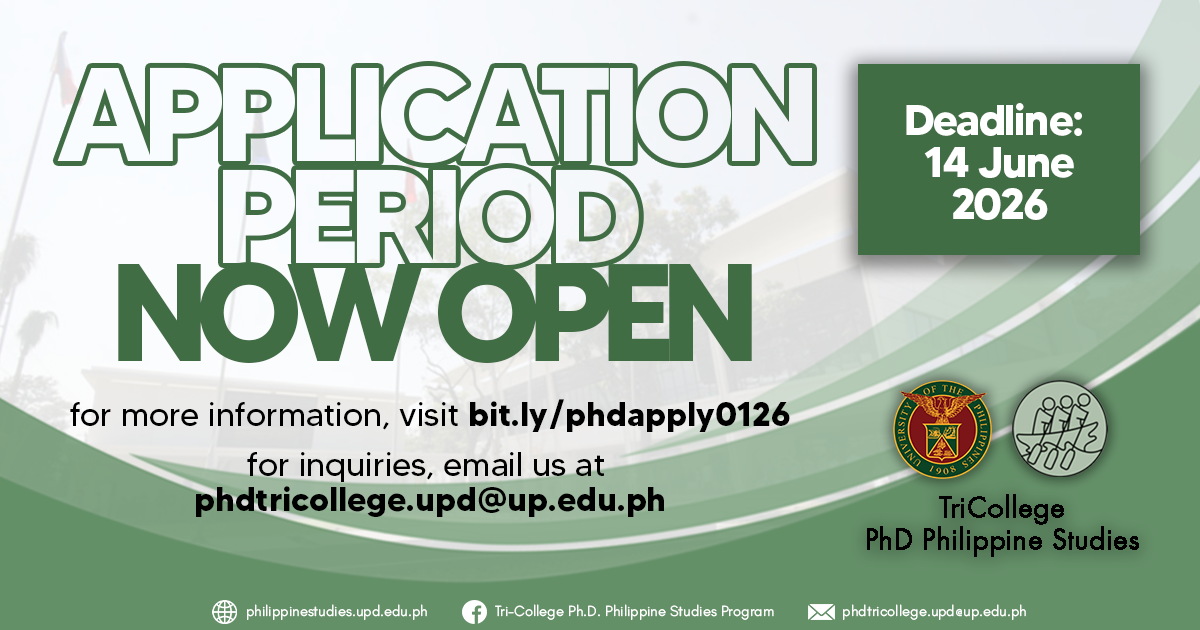 Applications to TriCollege Ph.D. Philippine Studies Program Now Open!  |  First Semester, AY 2026-2027