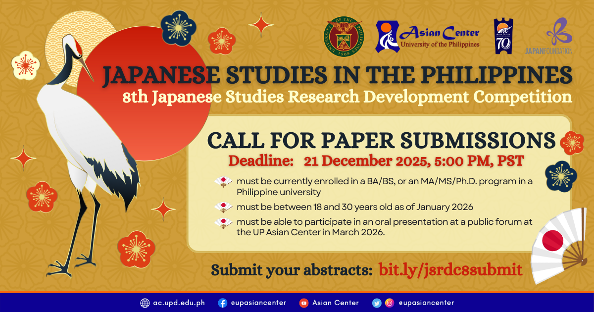 [CALL FOR PAPER SUBMISSIONS] Japanese Studies in the Philippines: The 8th Japanese Studies Research Development Competition