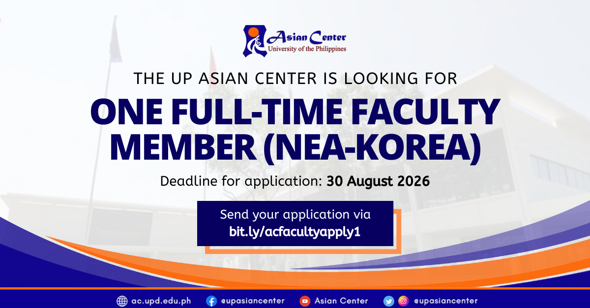 Job Opportunity: Full-Time Faculty Member @ UP Asian Center