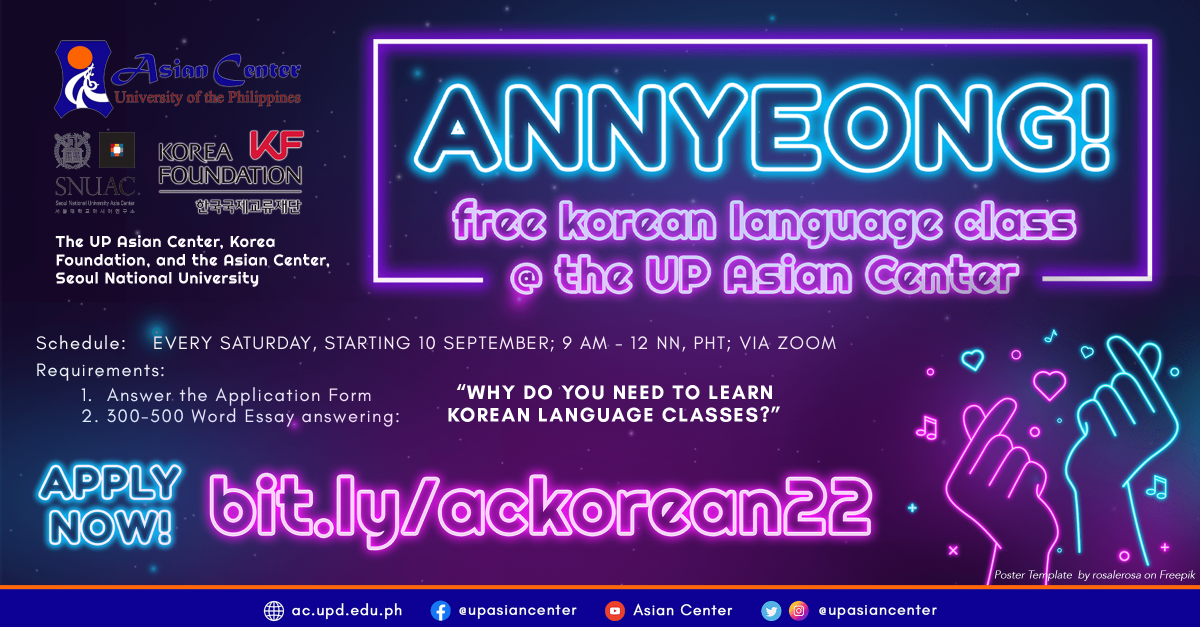 ANNYEONG!: Free Online Korean Language Classes @ UP Asian Center