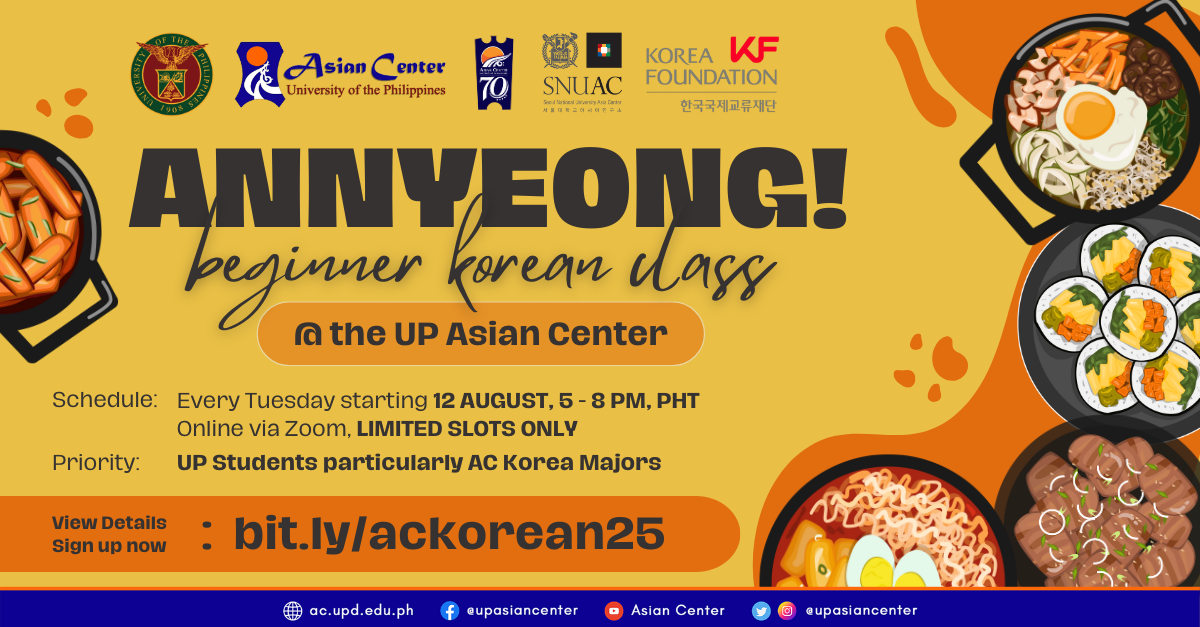 ANNYEONG! Free Online Beginner Korean Language Class @ UP Asian Center