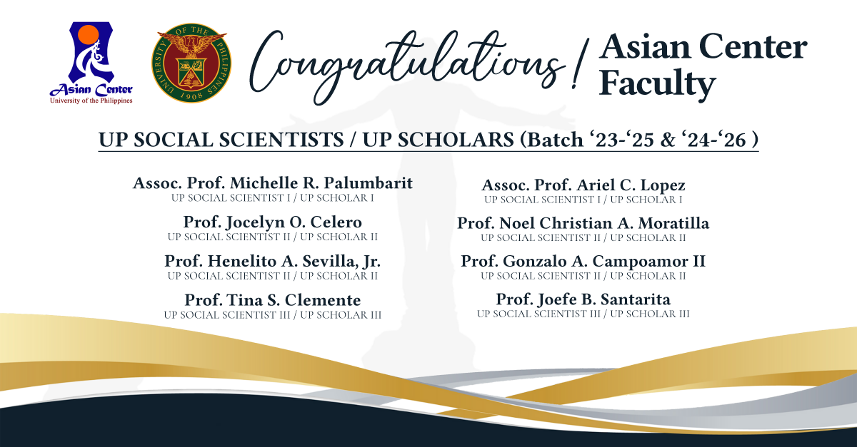 Asian Center Faculty Named UP Social Scientists