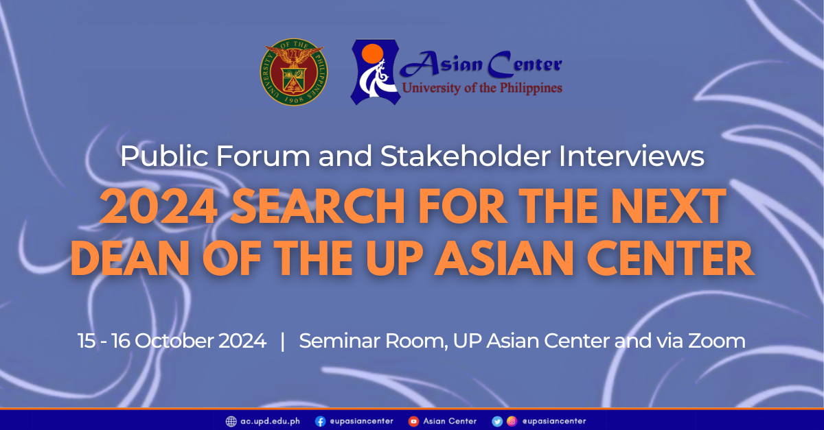 The 2024 Search for the Next Asian Center Dean    |    Public Forum and Stakeholder Interviews