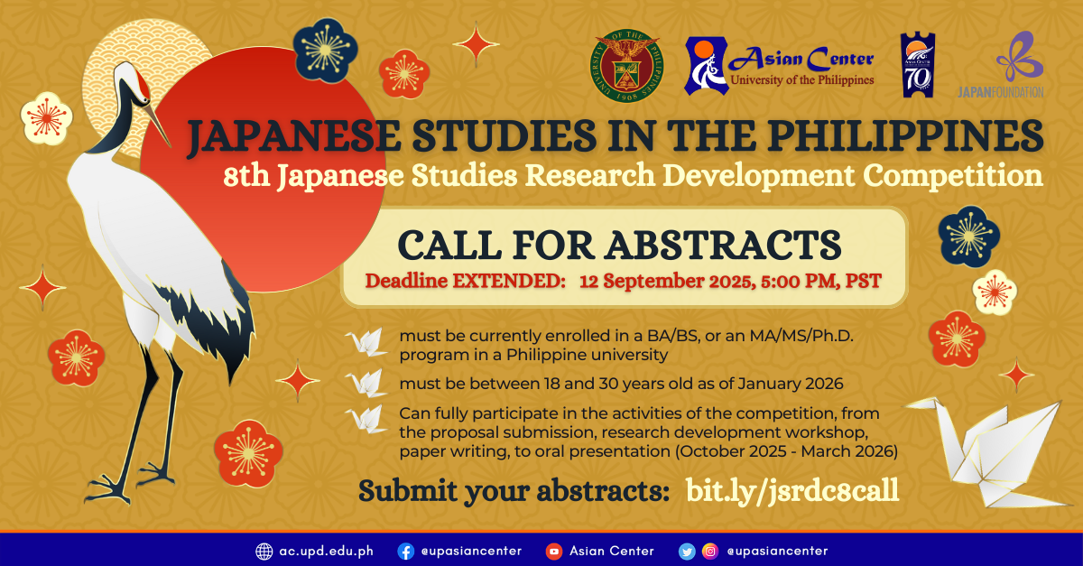 [CALL FOR ABSTRACTS EXTENDED] Japanese Studies in the Philippines: The 8th Japanese Studies Research Development Competition (2)
