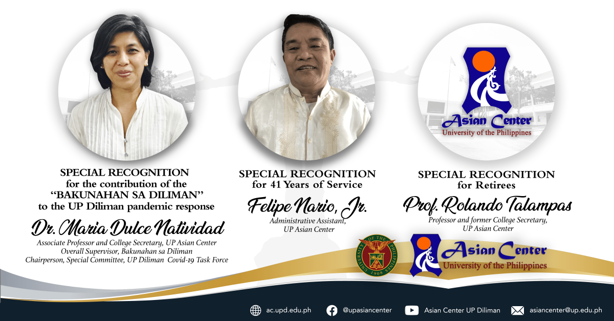 UP Asian Center Faculty and Staff receive recognition during the 2022 Linggo ng Parangal