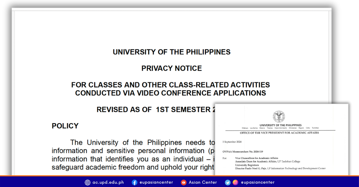 READ: UP Privacy Notice for Classes and Other Class-Related Activities Conducted via Video Conference Applications