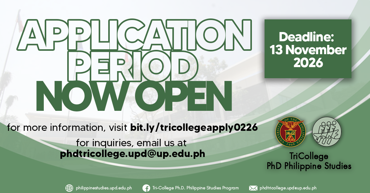 Applications to TriCollege Ph.D. Philippine Studies Program Now Open!  |  Second Semester, AY 2026-2027